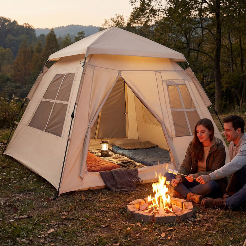 Pop-Up 4-Person Camping Tent with Removable Rainfly and Carry Bag