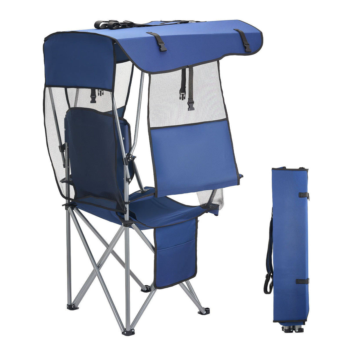 VEVOR Folding Camping Chair with Canopy Shade and Cup Holders