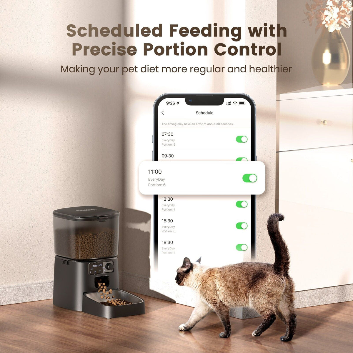 oneisall WiFi Automatic Cat Feeder CW15015