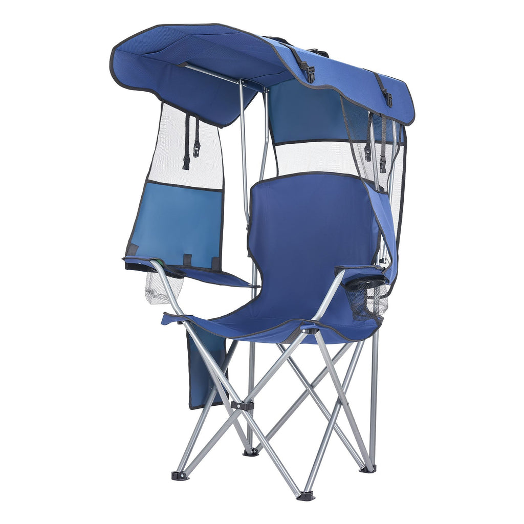 VEVOR Folding Camping Chair with Canopy Shade and Cup Holders