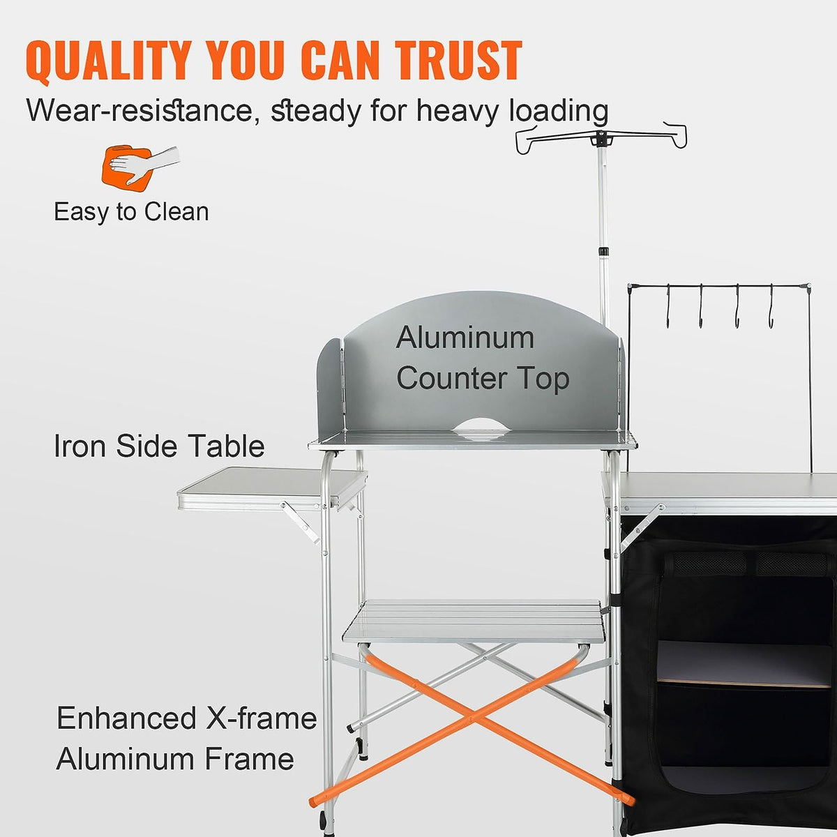 VEVOR Aluminum Folding Camping Table with Windscreen and Storage Bag