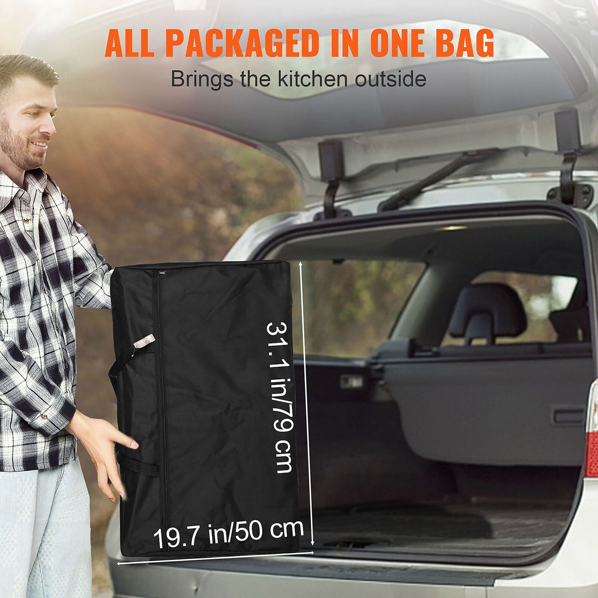 VEVOR Aluminum Folding Camping Table with Windscreen and Storage Bag