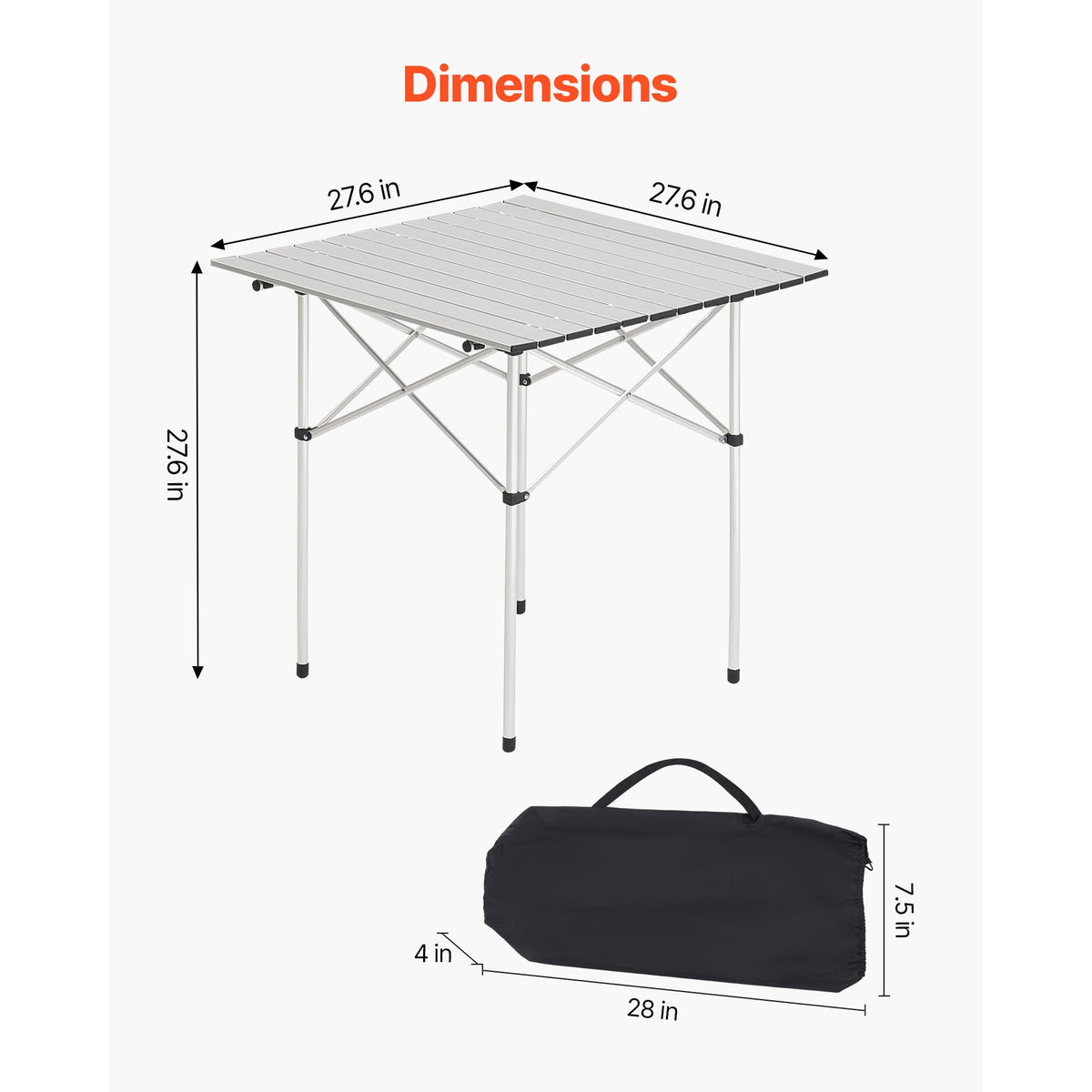 VEVOR Aluminum Folding Camping Table with Carry Bag