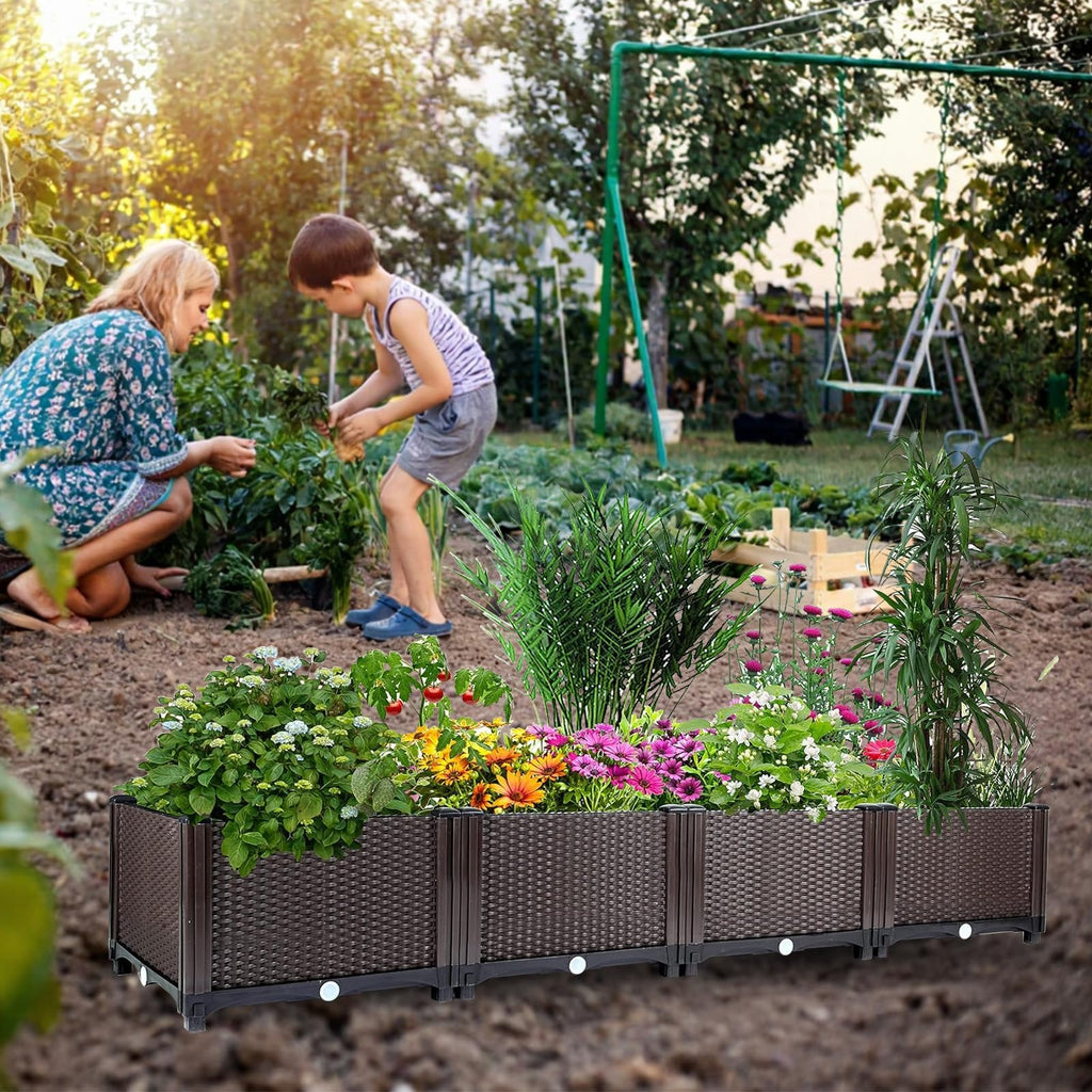 63x16x8 In. Self-Watering Raised Garden Bed Planter Box