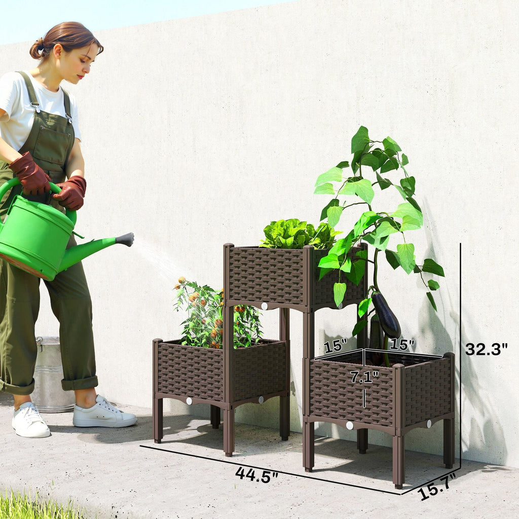 Outsunny Plastic Raised Garden Bed with Legs 84H-593V00BN