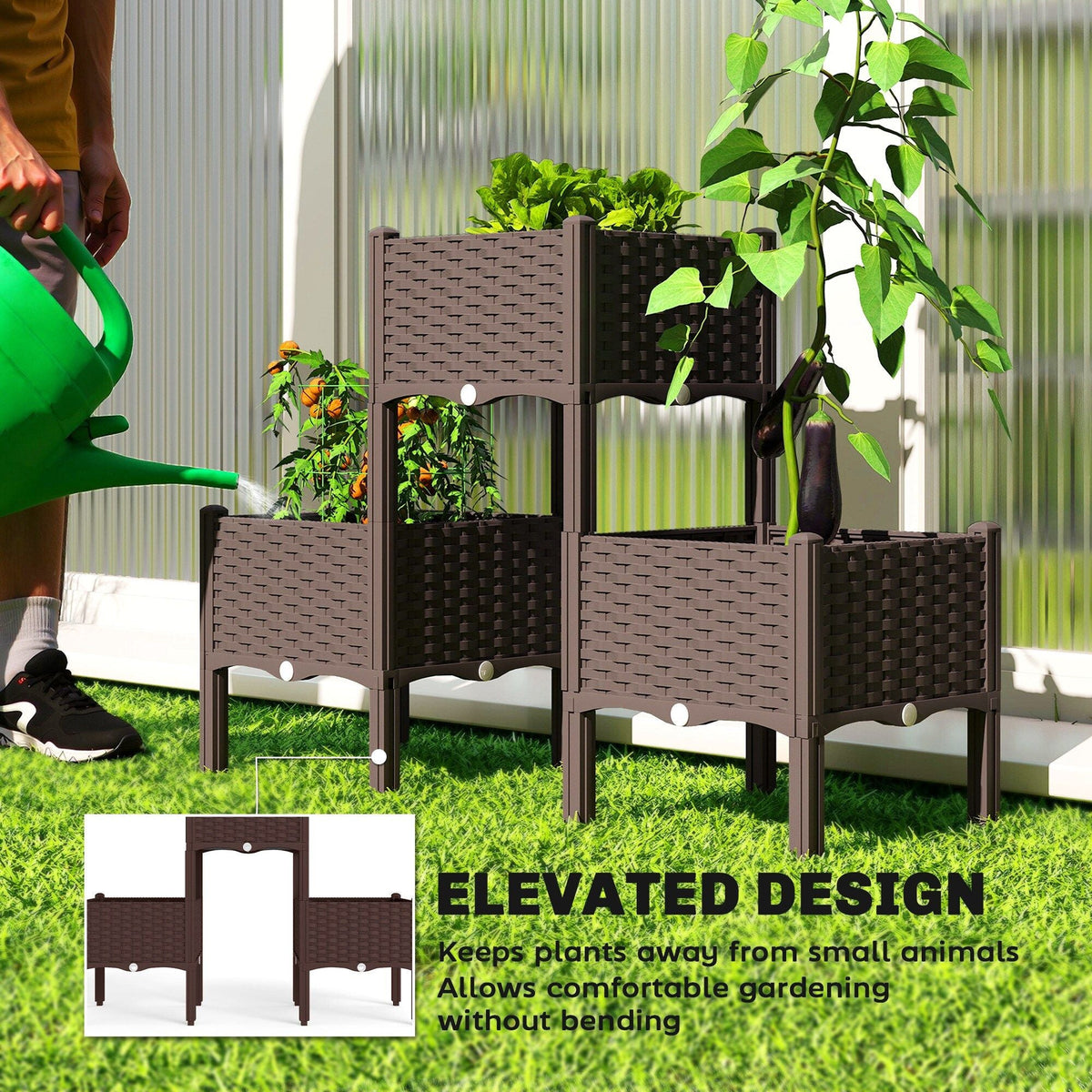 Outsunny Plastic Raised Garden Bed with Legs 84H-593V00BN