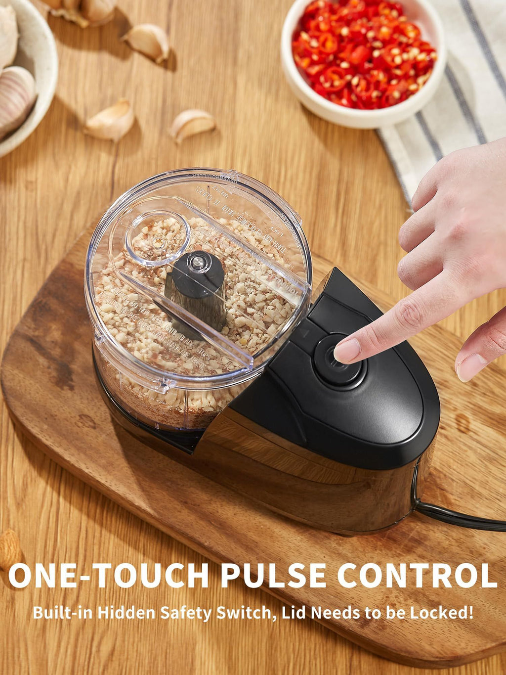 Mini Electric Food Chopper 1.5-Cup 100W Stainless Steel Blade