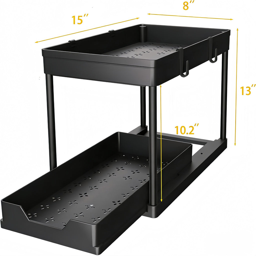 2-Tier Under-Sink Cabinet Organizers with Sliding Drawer 2-Pack