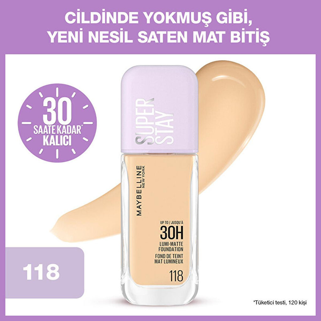Maybelline Super Stay Lumi Matte Foundation - Long Lasting, Matte Finish, Lightweight Coverage for All Skin Tones