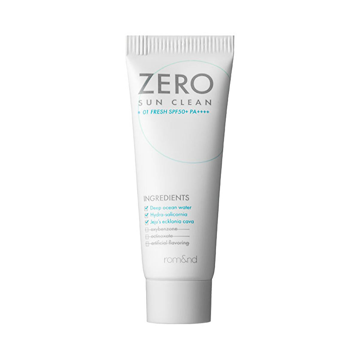 rom&nd Zero Sun Clean SPF 50+ Sunscreen - Gentle, Chemical-Free, Makeup Compatible UV Protection