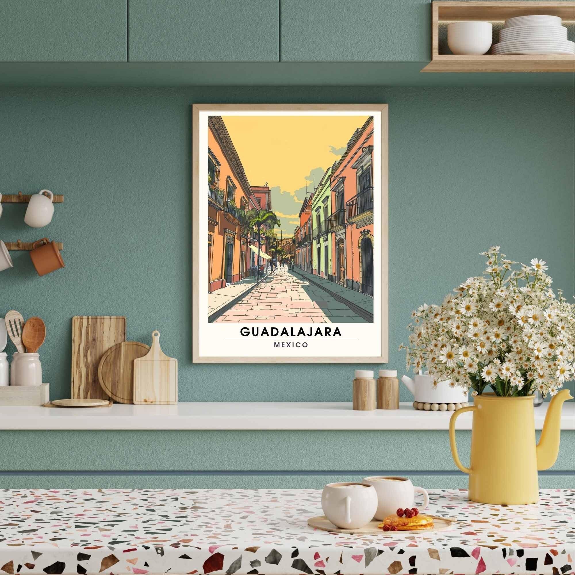 Impression Guadalajara | Affiche de voyage Guadalajara, Mexique | Impression Mexique  | Dans les rues de Guadalajara
