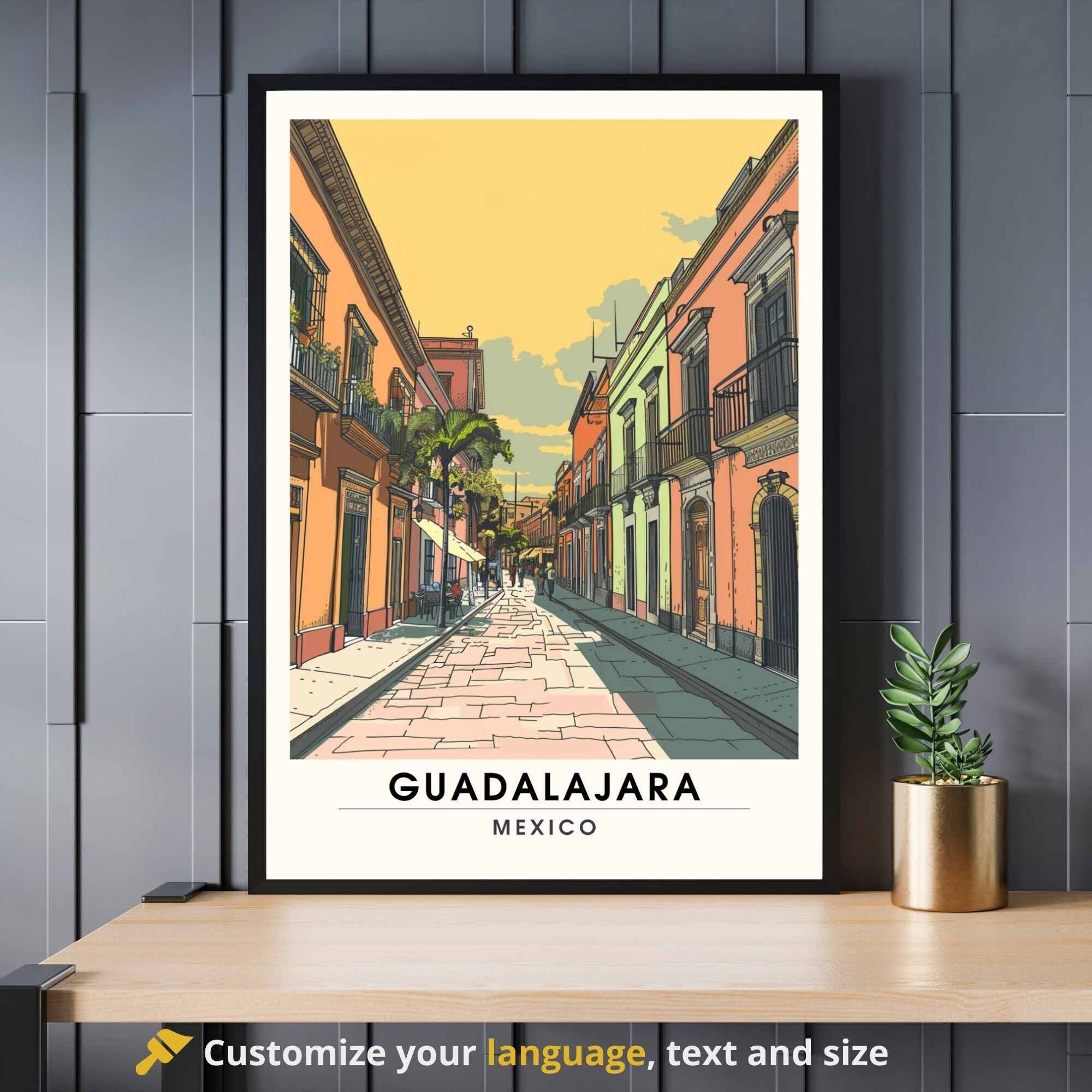 Impression Guadalajara | Affiche de voyage Guadalajara, Mexique | Impression Mexique  | Dans les rues de Guadalajara