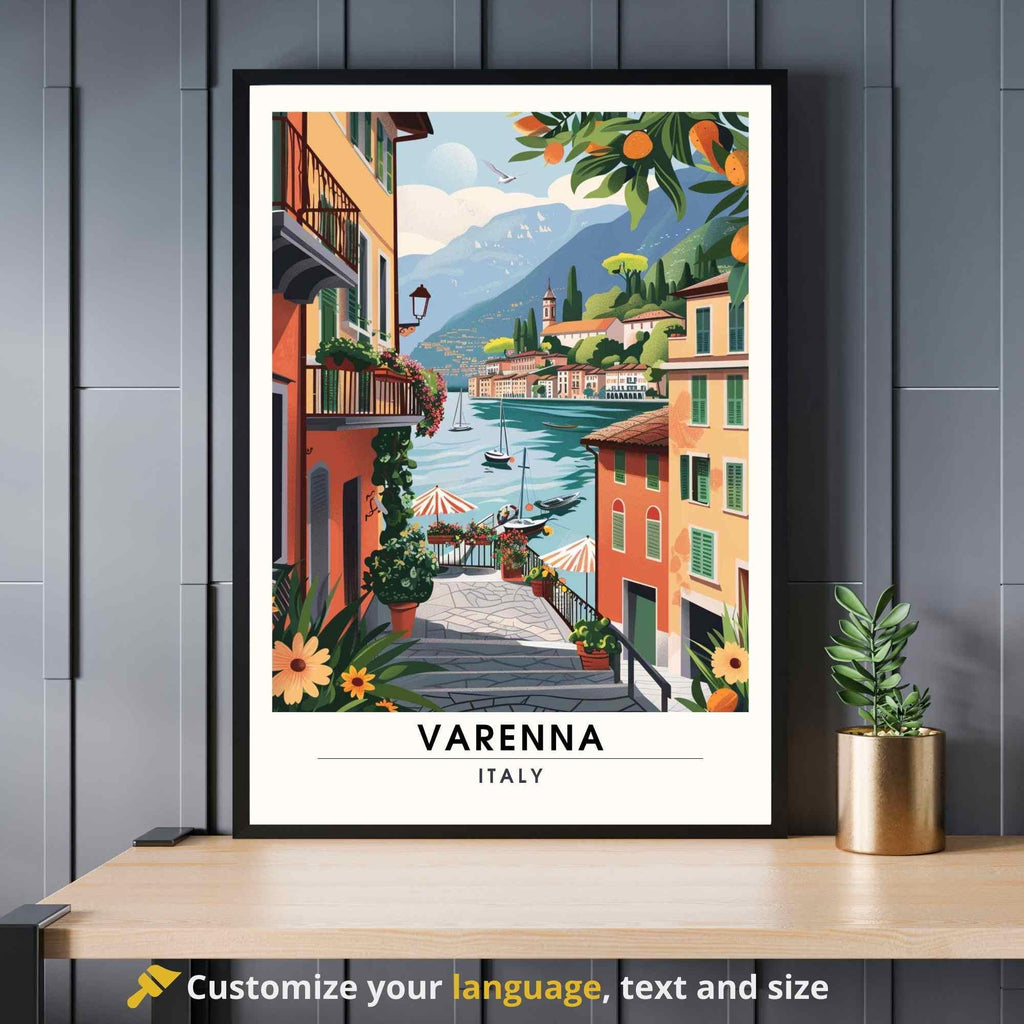 Affiche Varenna | Impression de voyage Varenna, Italie | Affiche de voyage Lac de Côme