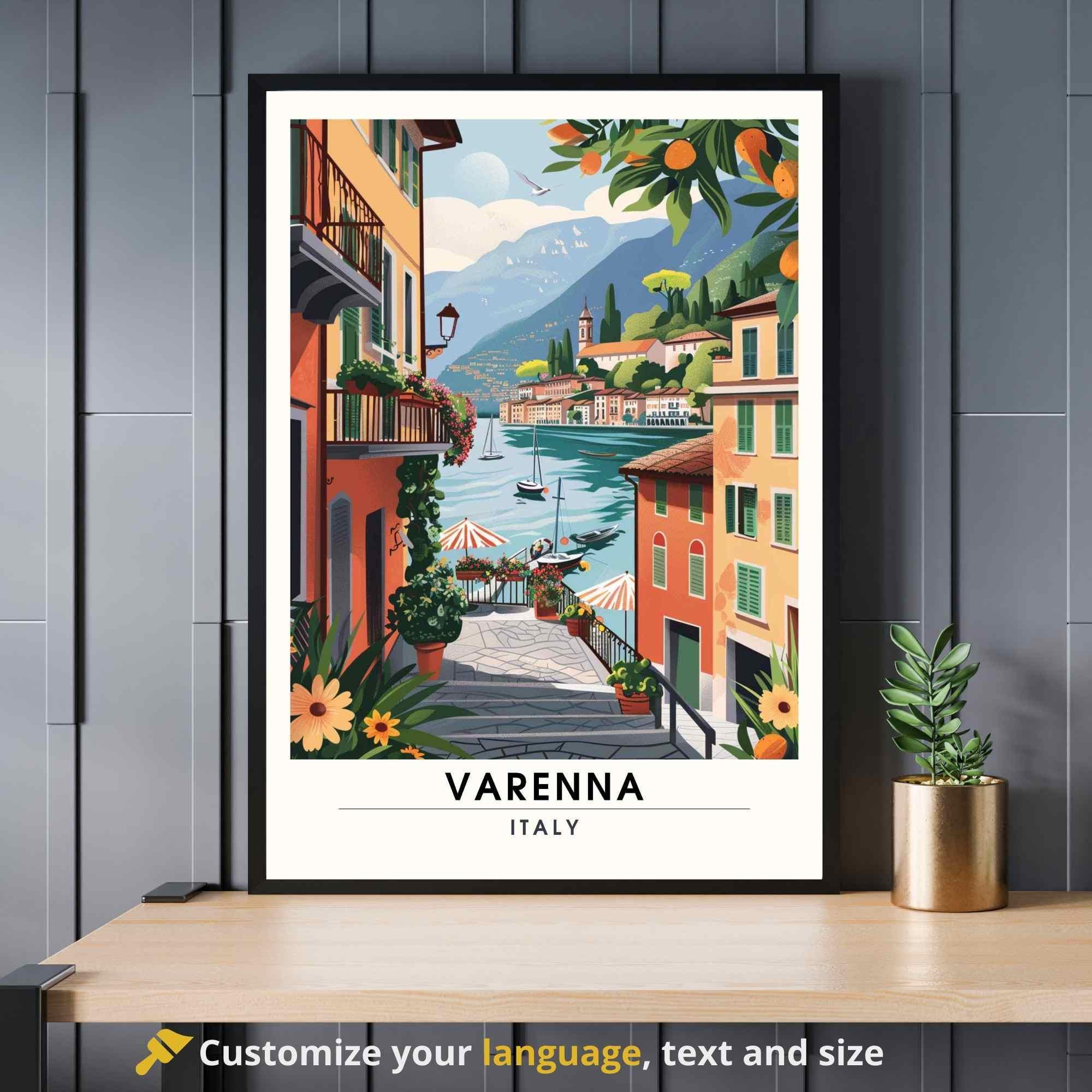 Affiche Varenna | Impression de voyage Varenna, Italie | Affiche de voyage Lac de Côme