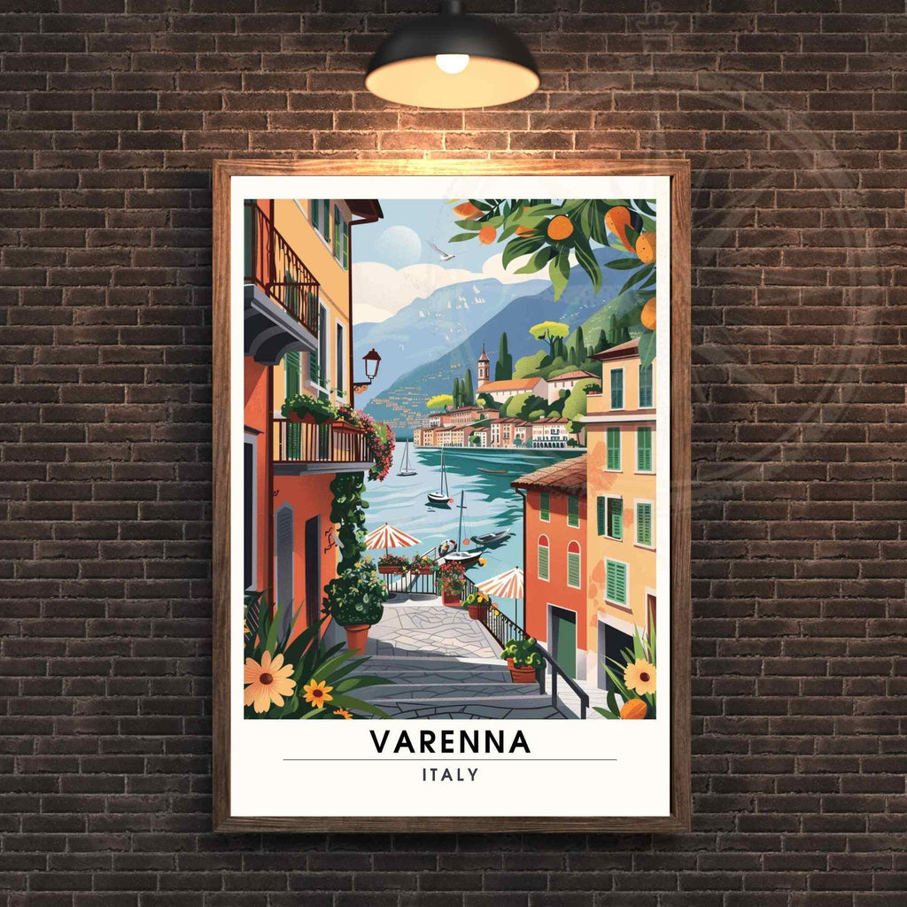 Affiche Varenna | Impression de voyage Varenna, Italie | Affiche de voyage Lac de Côme