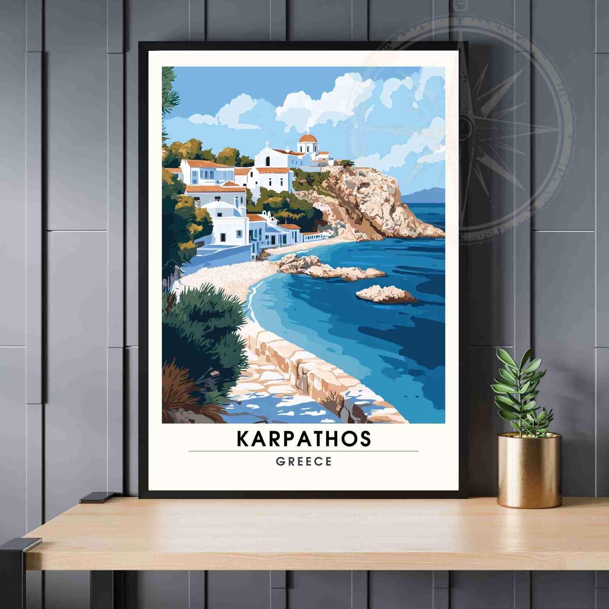Affiche Karpathos | Impression de voyage Karpathos, Grèce