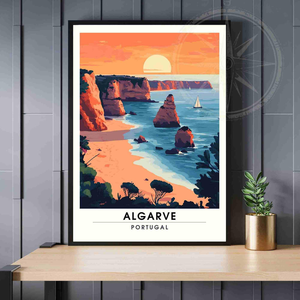 Affiche Algarve | Impression Algarve, Portugal - Au coucher de soleil