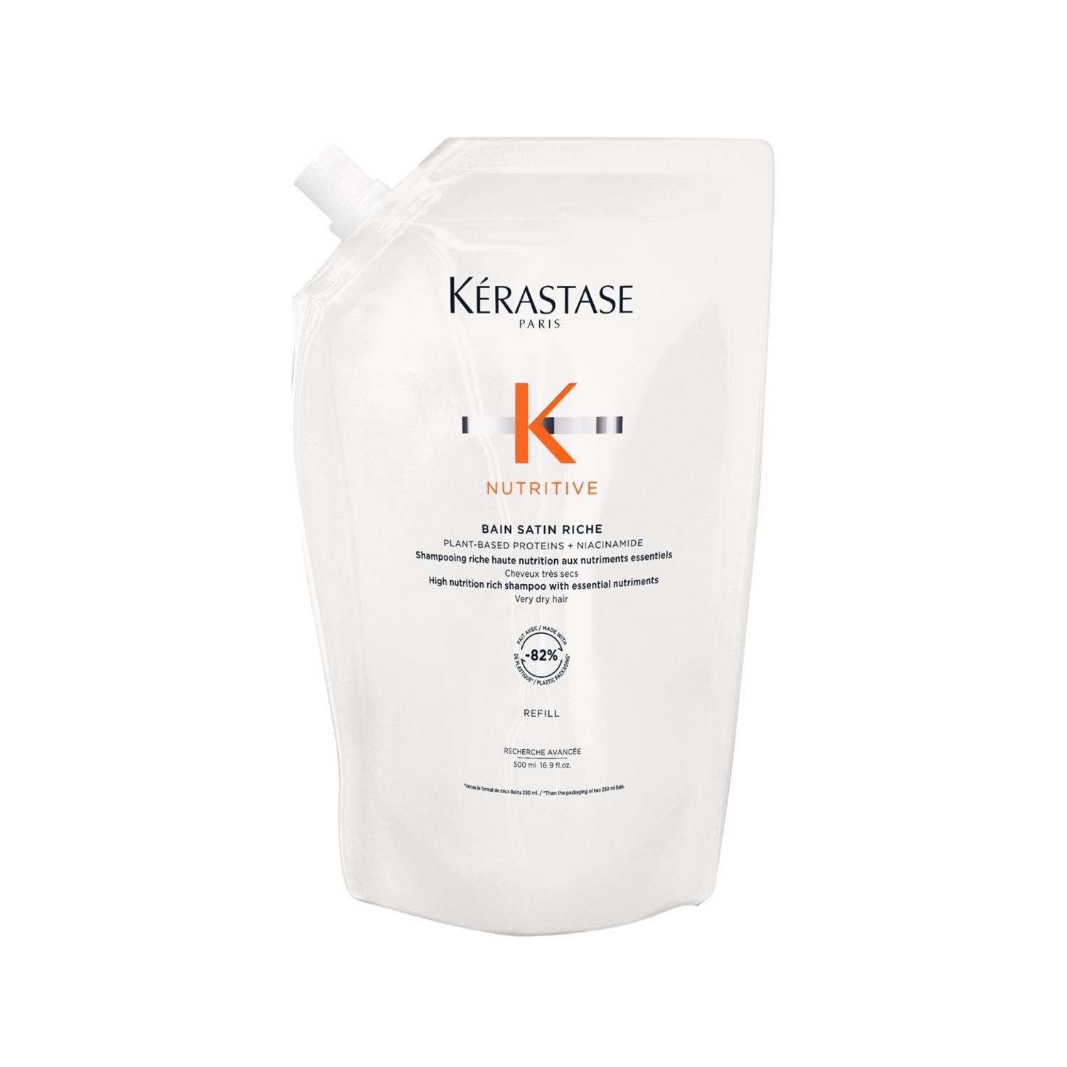 Kerastase Nutritive Bain Satin Riche Shampoo - Intensive Moisturizing for Dry Hair, 16.91 fl oz Refill