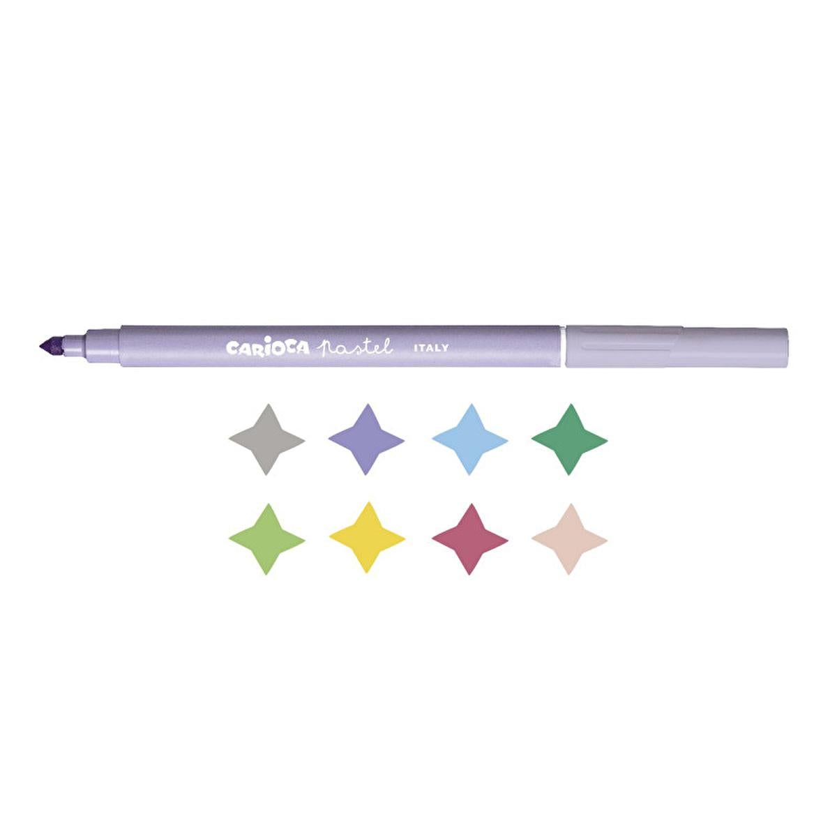 Carioca Pastel Markers 8-Piece Set - Washable, Non-Toxic Art Supplies for Kids and Artists