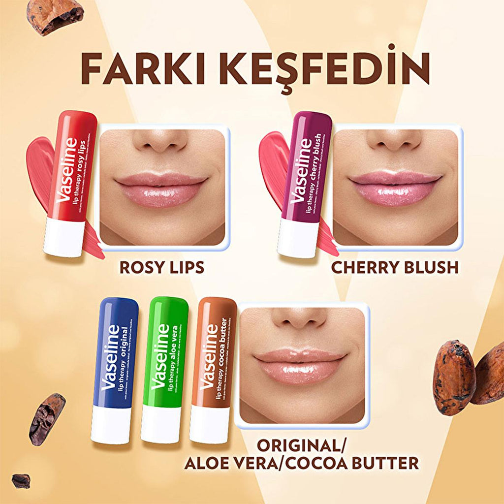 Vaseline Vaseline Lip Therapy Cocoa Butter Lip Balm - 48 Hour Moisturization, Non-Greasy, Dry Lip Care
