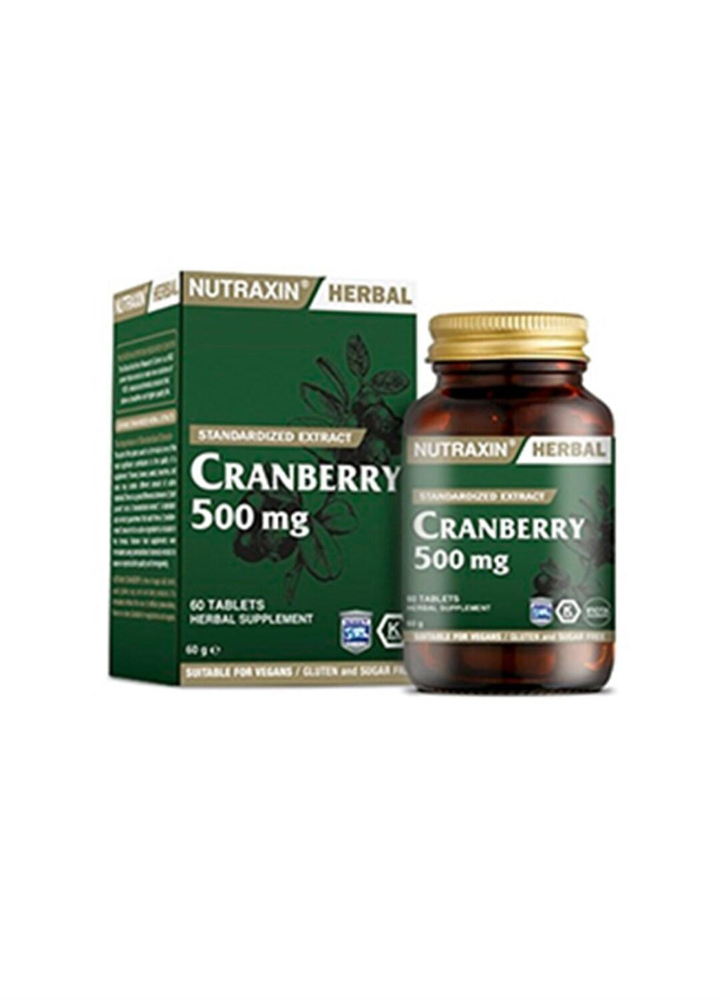Nutraxin Cranberry Supplement 500mg - Urinary Tract Health Support for Women & Men - 60 Tablets, Vegan-Friendly & Allergen-Free