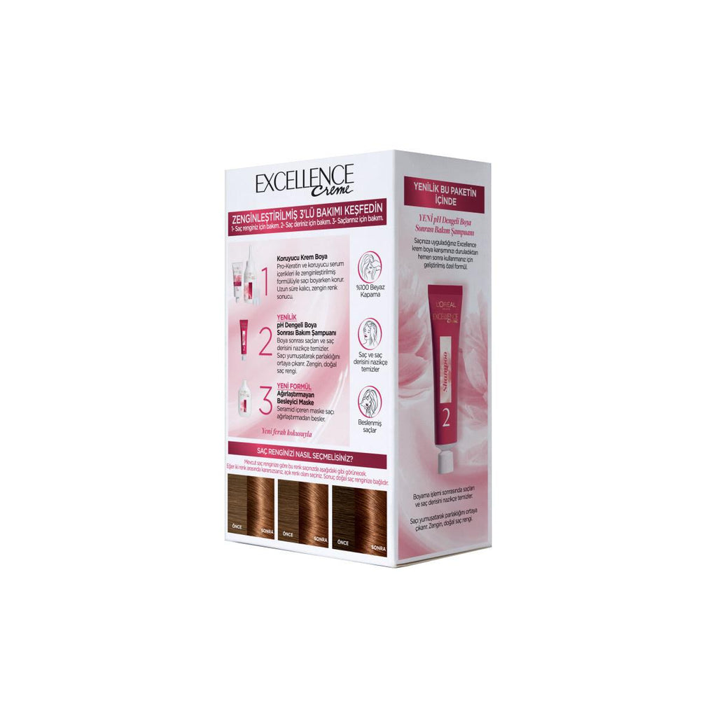Loreal Paris Excellence Creme Hair Dye - 100% Grey Coverage, Long-Lasting Color