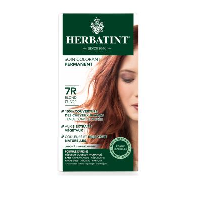 Herbatint Copper Blonde Herbal Hair Dye - Natural, Gentle Gray Hair Coverage with Aloe Vera - Ammonia & Paraben Free (7R Blond Cuivre)