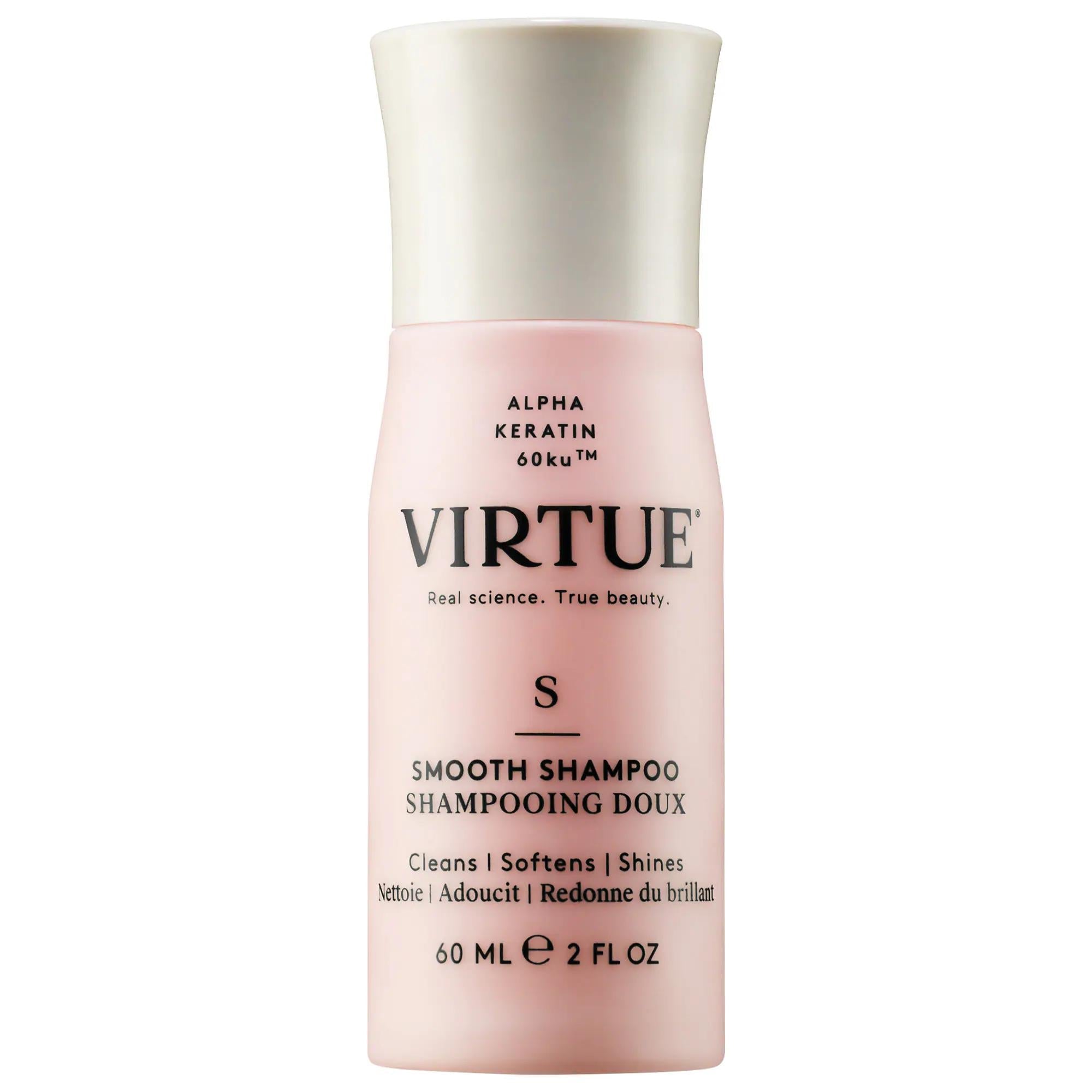 Virtue Mini Smooth Shampoo for Coarse & Textured Hair - Smoothing, Frizz Control, Vegan & Sulfate-Free