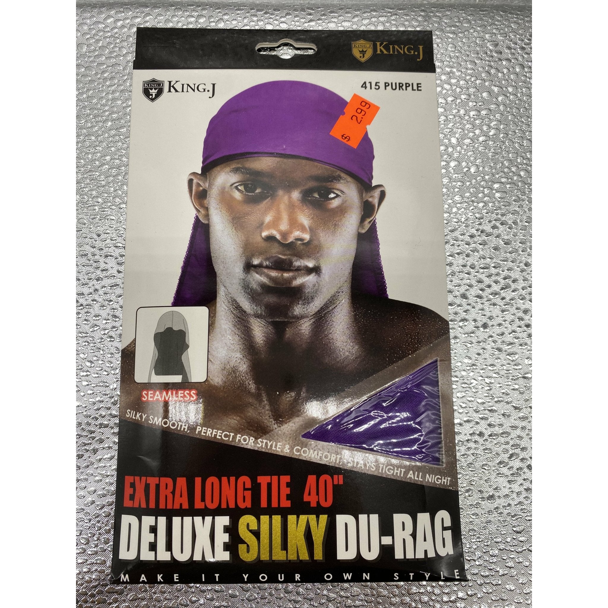 King J Extra Long Tie 40" Deluxe Silky Du-Rag