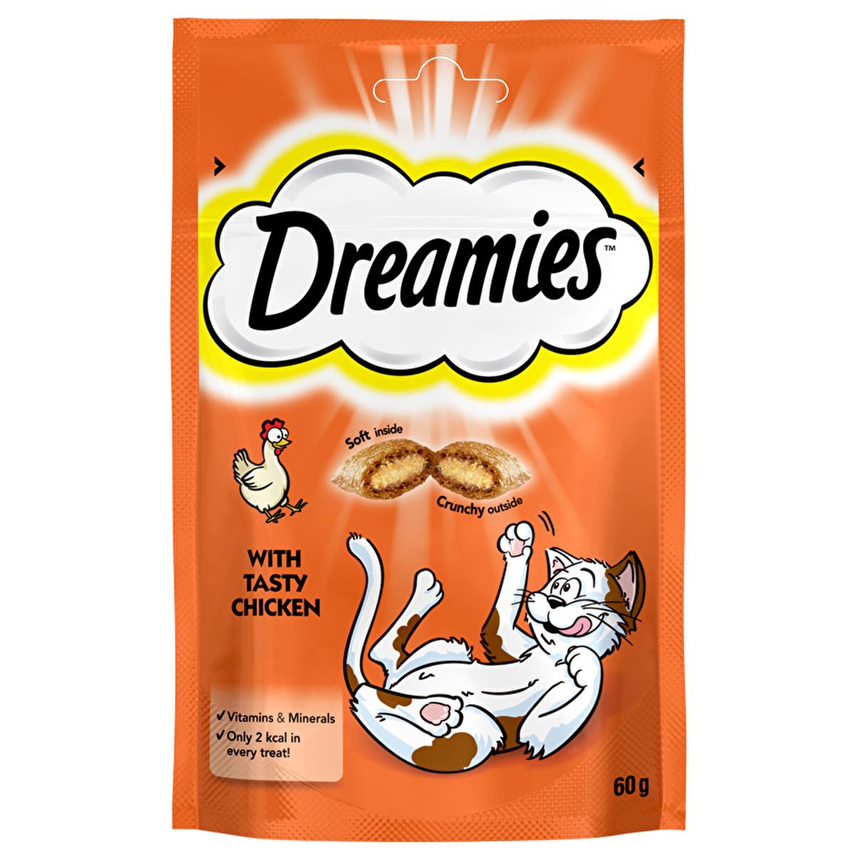 Dreamies Healthy Cat Treats - Low Calorie, Natural Ingredients, Crunchy Outside, Soft Inside - 60g