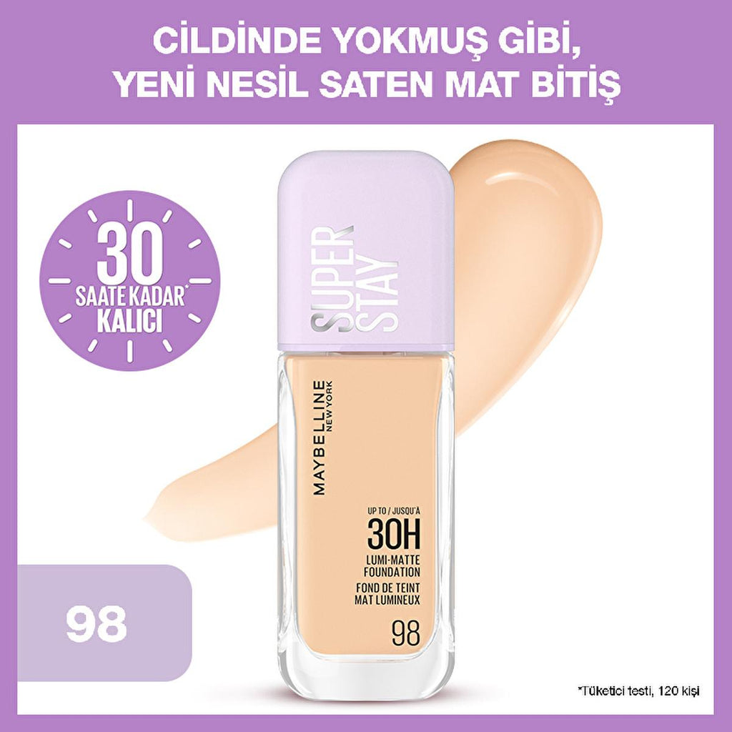Maybelline Super Stay Lumi Matte Foundation: 30H Lightweight Satin Matte Coverage for Oily Skin, Natural Finish