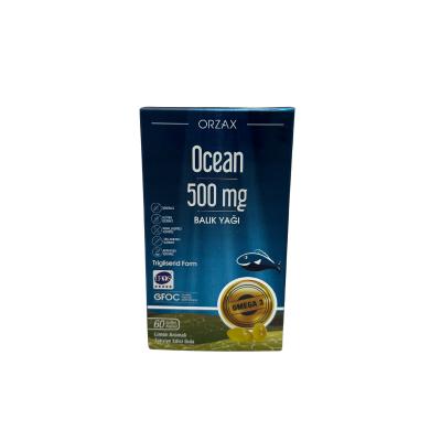 Ocean Omega-3 Fish Oil Capsules 500mg - 60 Count Dietary Supplement for Heart Health