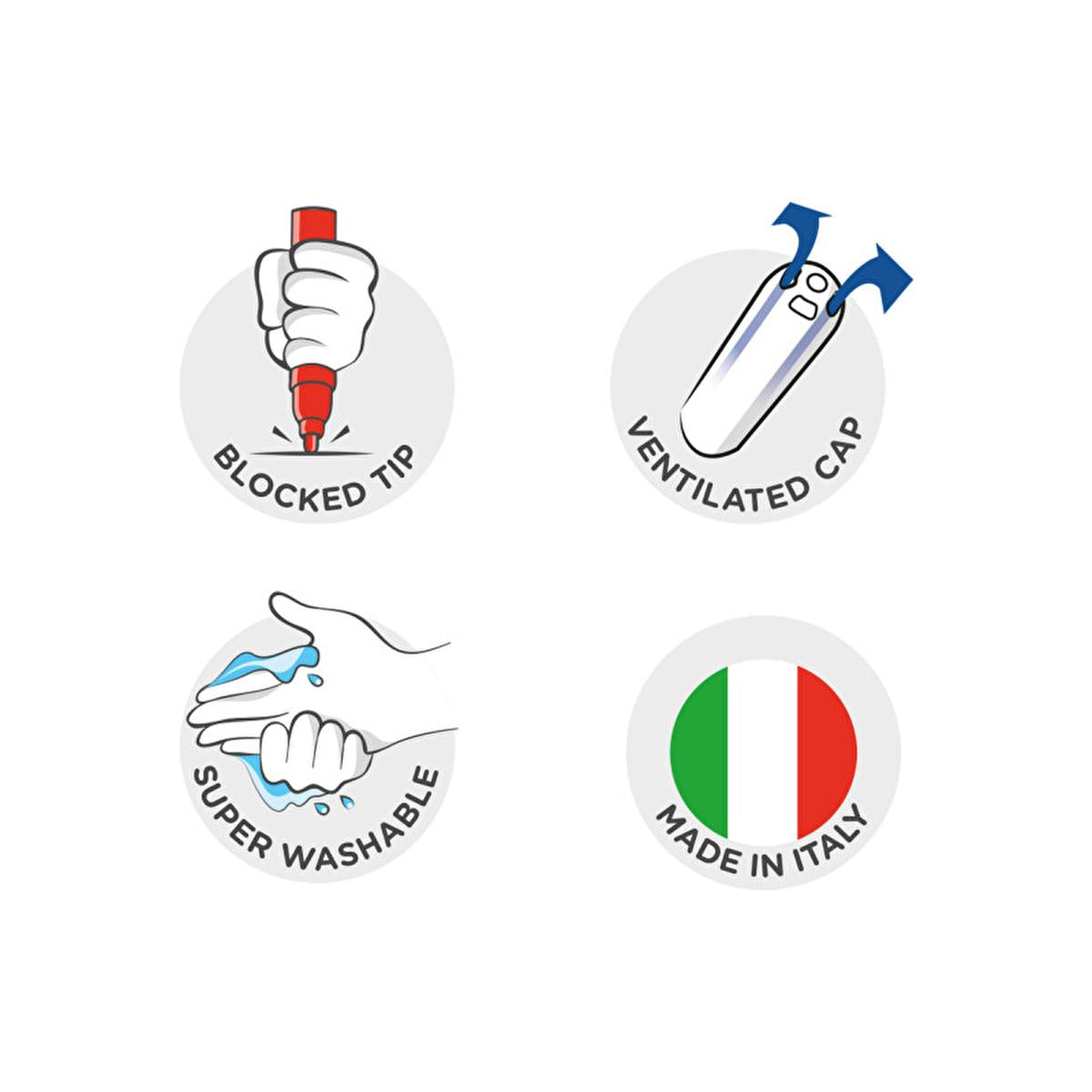 Carioca Washable Markers or Coloring Pens - 50 Unit Pack - Italy Made