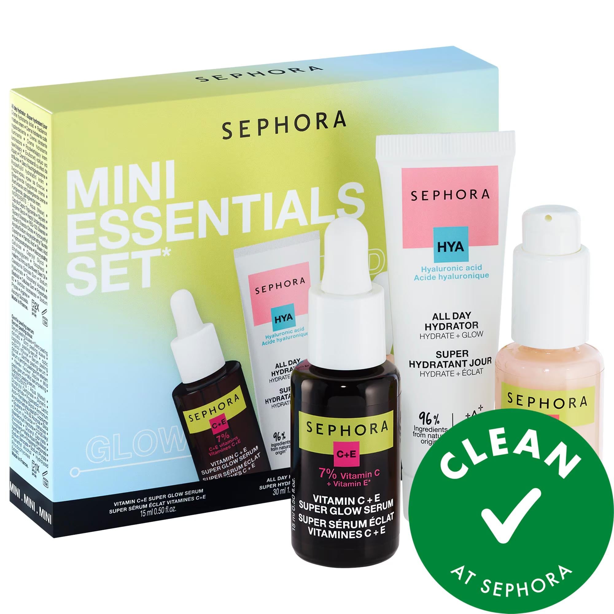 SEPHORA COLLECTION Mini Essentials Skincare Set - Natural, Cruelty-Free, Vegan Skincare Products for Radiant Glowing Skin