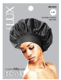 Lux by Qfitt Silk Hair Bonnet (L-XL) Onyx 7002