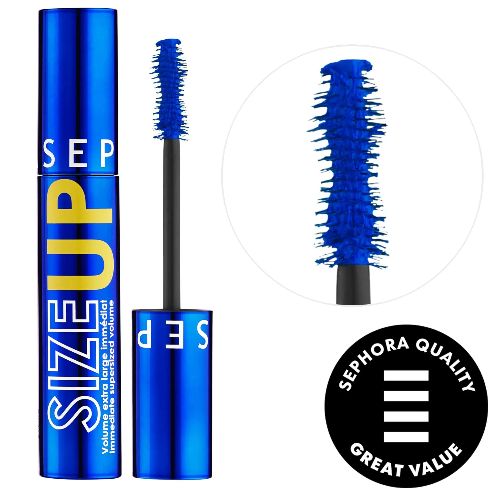 Size Up: Volumizing, Lengthening & Curling Vegan Mascara - Intense Black, Buildable Formula for Dramatic Lash Volume