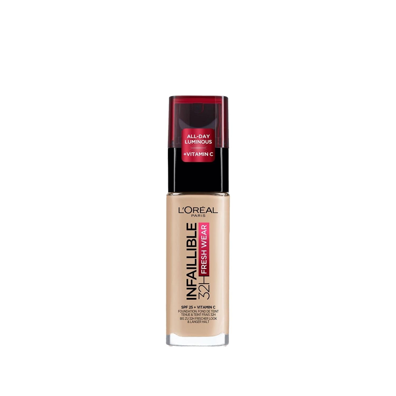 Loreal Paris Infaillible 32H Fresh Wear Foundation - Long Lasting, Vitamin C Enriched, Natural Beige Shade