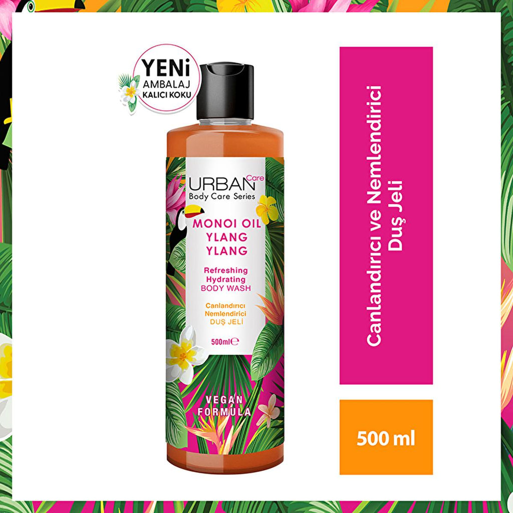 Urban Care Monoi Oil & Ylang Ylang Moisturizing Shower Gel - Vegan, Paraben-Free, 16.91 fl oz