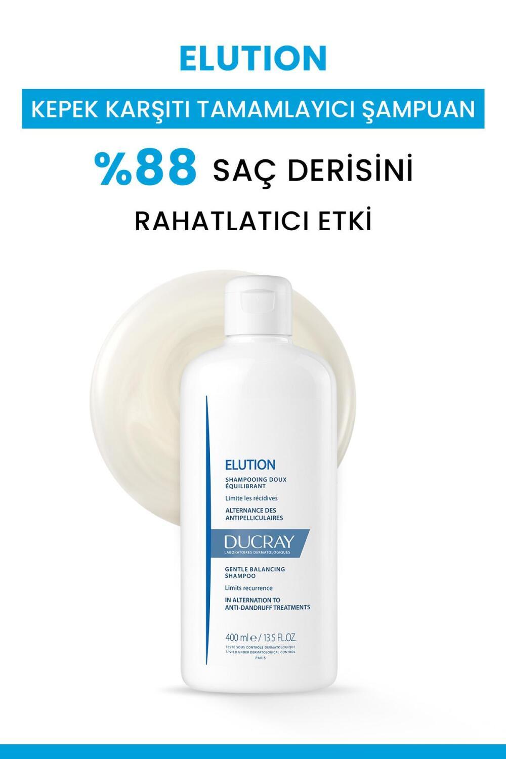 Ducray Elution Anti-Dandruff Shampoo - Soothes Scalp, Prevents Flaking - 13.53 fl oz