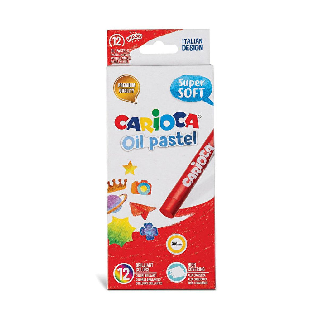 Carioca Oil Pastels 12-Pack - Vibrant, Light-Resistant Art Supplies for Artists and Hobbyists