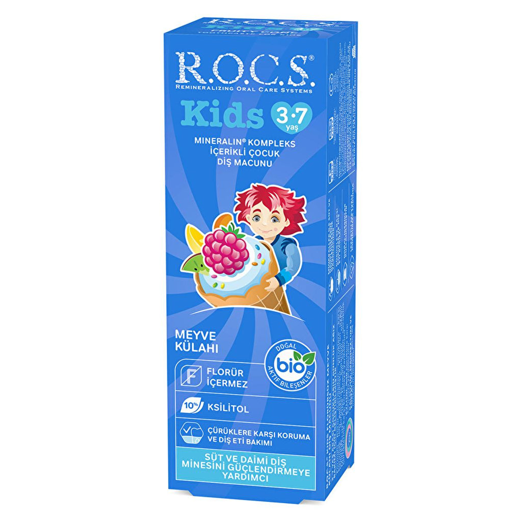 Rocs Kids Children's Toothpaste: Fluoride-Free Cavity Protection with Delicious Fruit Flavor for Ages 3-7