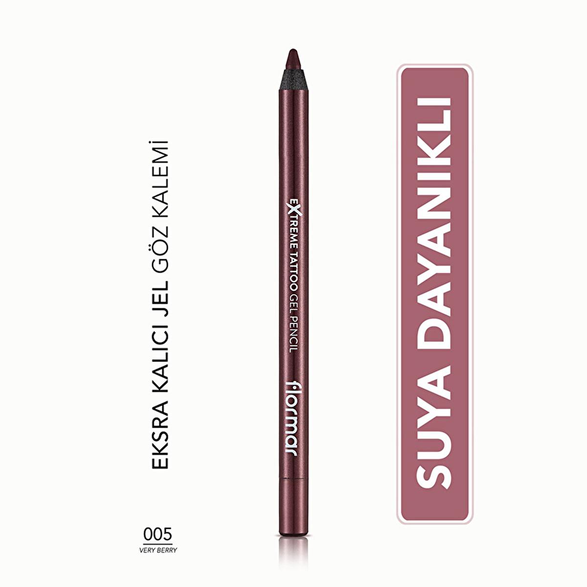 Flormar Extreme Tattoo Very Berry Gel Eyeliner Pencil: Waterproof, Smudge-Proof, & Long-Lasting Intense Purple Eye Definition