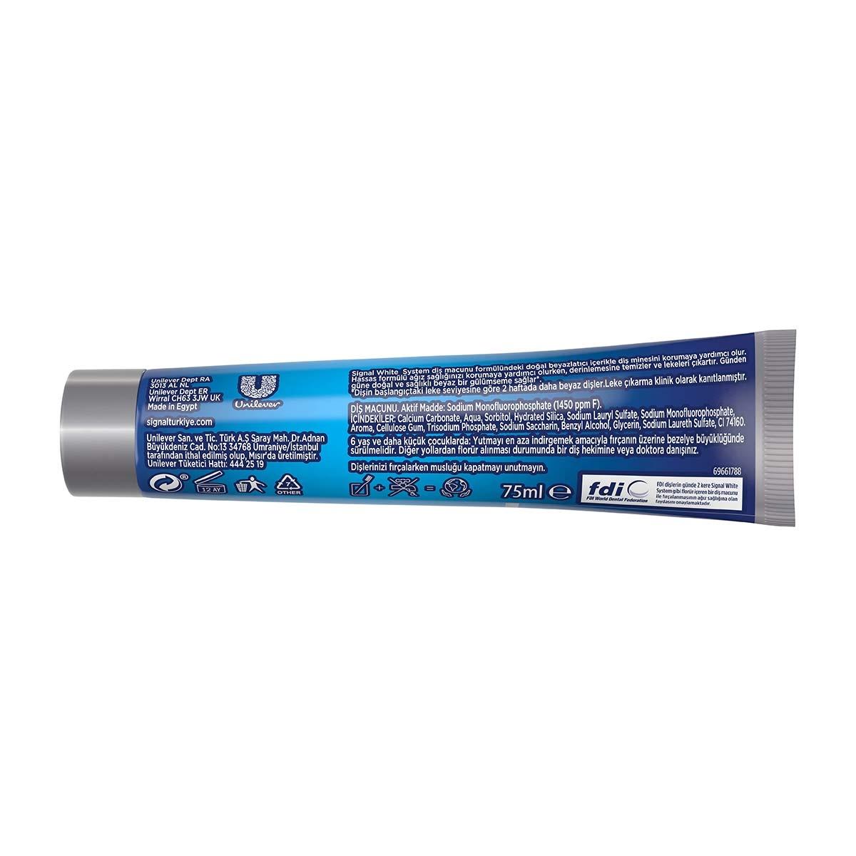 Signal White System Original Whitening Toothpaste - Natural Whitening Ingredients, Gentle on Teeth & Gums - 2.54 fl oz