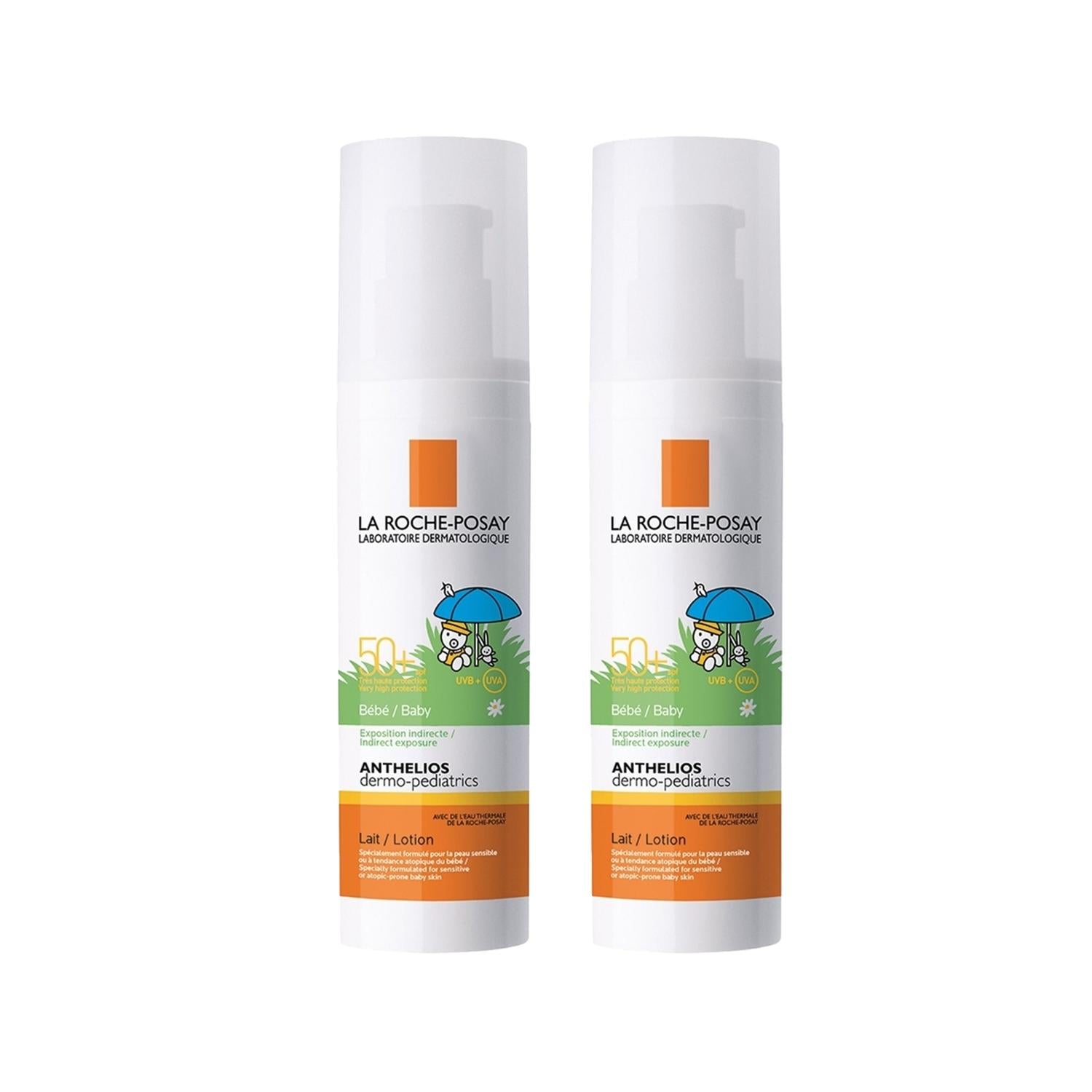 La Roche Posay Anthelios Dermo Pediatrics SPF 50+ Baby Sunscreen - Gentle, Dermatologically Tested, 50ml x2