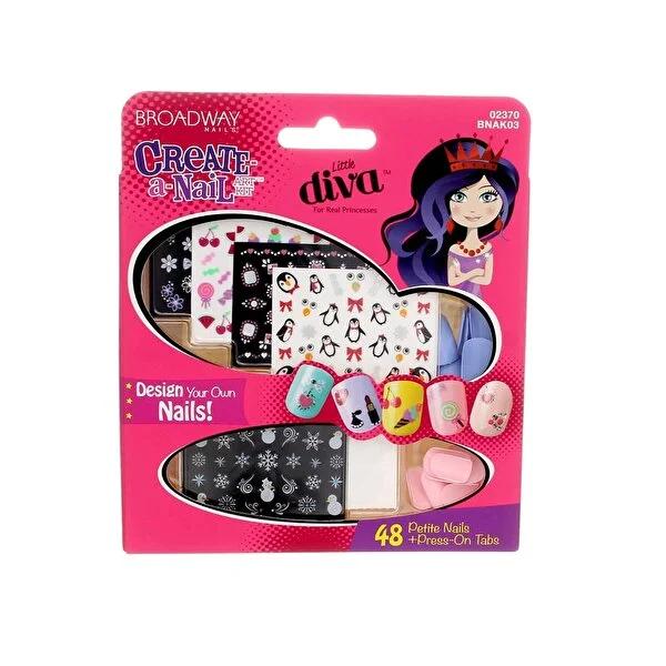 Kiss Broadway Nail Art Kit - 48 Colored Nails, Press-On Tabs & Stickers for Creative DIY Nail Art
