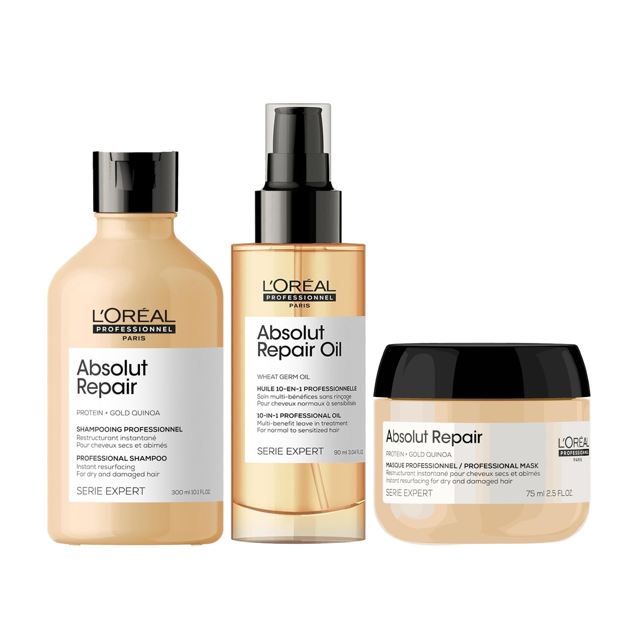 Loreal Professionnel Paris Serie Expert Absolut Repair Hair Care Set - Professional Hair Repair Starter Kit