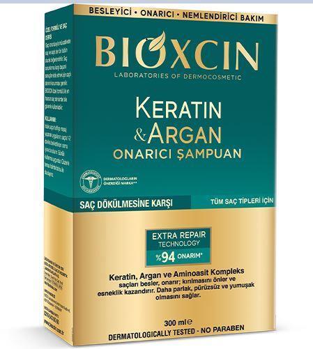 Bioxcin Keratin & Argan Repair Shampoo - Nourishes & Repairs Damaged Hair, 300ml