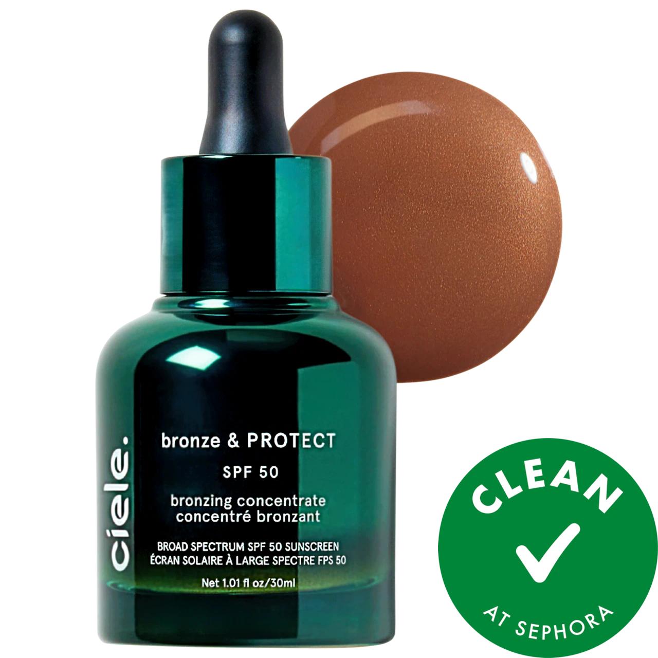 bronze & PROTECT SPF 50+ Bronzing Concentrate - Vegan, Non-Comedogenic Mineral SPF 50+ Bronzer for Sun-Kissed Glow