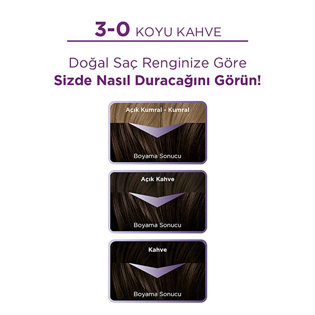 Palette Hair Dye - 3-0 Dark Brown with Keratin & Nourishing Oils for Vibrant Color