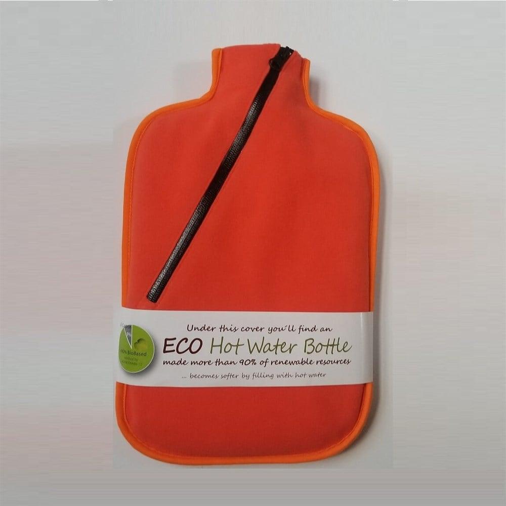 Hugo Frosch ECO Hot Water Bottle - Soft Cover, Eco-Friendly, Menstrual Cramp Relief, Warmth Relief, Orange